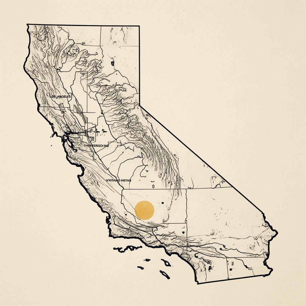 Stylized map of Los Angeles, Orange, San Bernardino, and Riverside counties